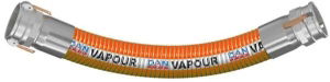 3" Orange Coloured Vapour Hose D3GG Hose - 15ft (4.57m) long - 4" Vapour Coupling end 1, 3" Vapour Coupling end 2