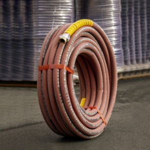 TECOIL V® Heavy-Duty Oil Reeling Hose - Red SBR/NBR, 35mm ID, 16 Bar - 200ft long 1.5" Male + Female Swivel ends