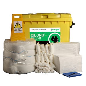 600L Oil Only Spill Kit 4 Drop Front Wheel PE Bin - 1 Each Per Pack